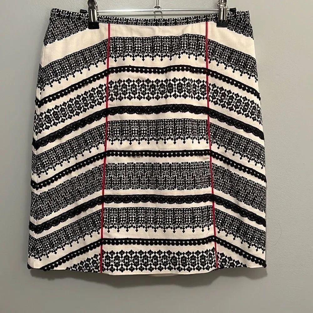 Tabitha Women's Black And White Fair Isle Geometric Pencil Skirt